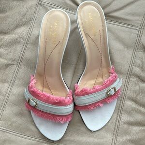 VGUC (if not EUC) Kate Spade Pink & White Low Heels. Size 8